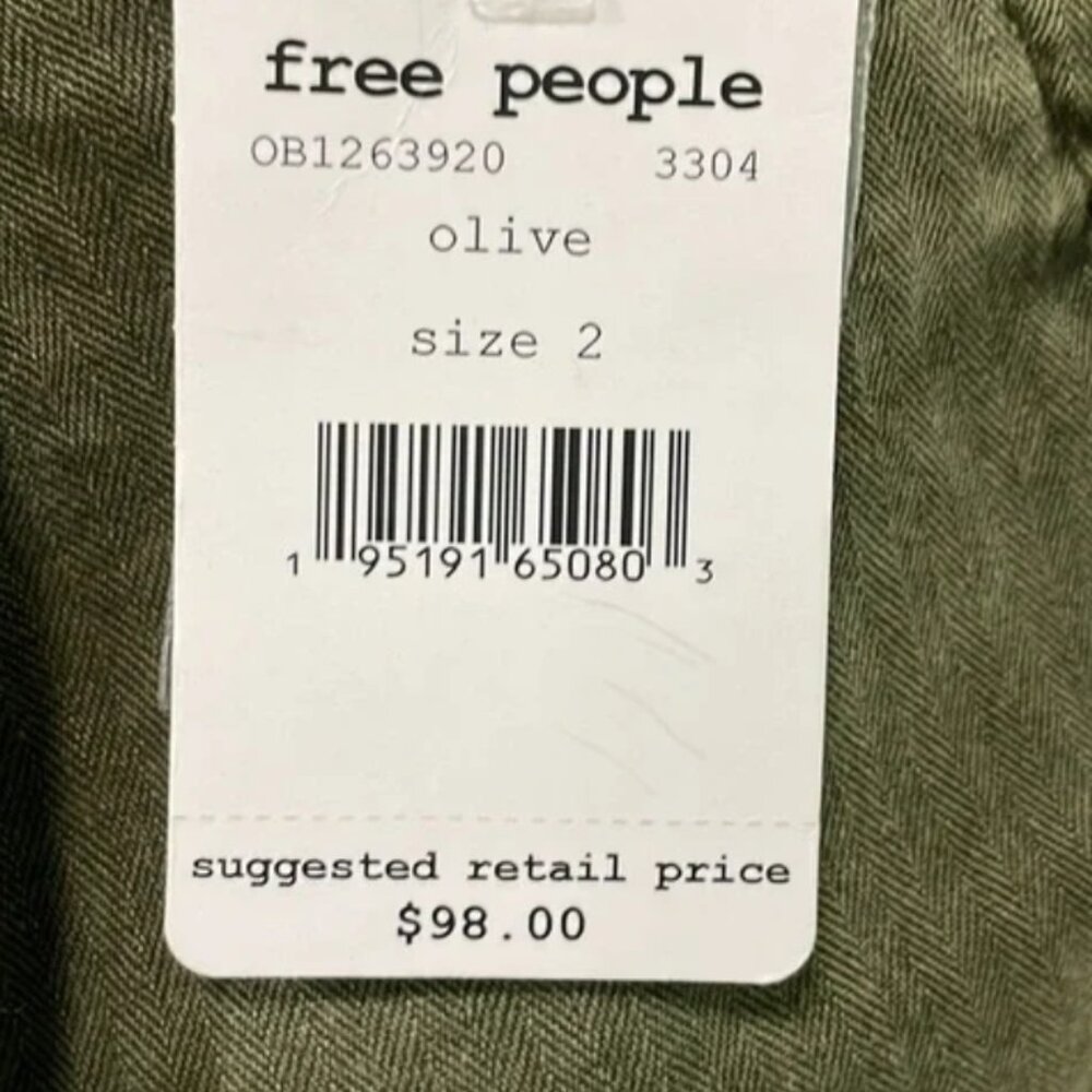 Free People Olive Green Wrap-Front Denim Skort - Picture 4 of 7